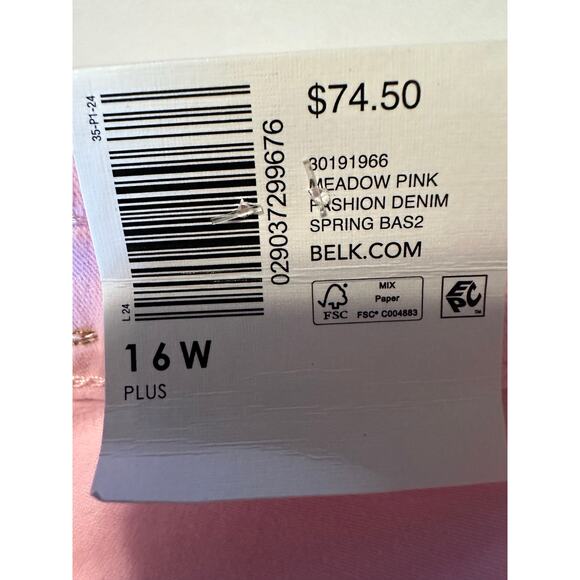 Crown And Ivy Jeans Women’s 16W Meadow Pink High Rise Skinny Denim Stretch - Picture 6 of 10